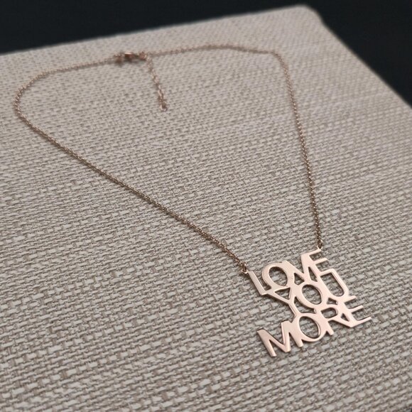 16 Inch Rose Gold Over Sterling Silver Love You More Necklace A7121 - Picture 2 of 6